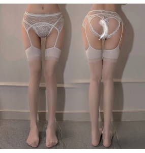 FEE ET MOI - Lace Strappy One-Piece Stockings (White)